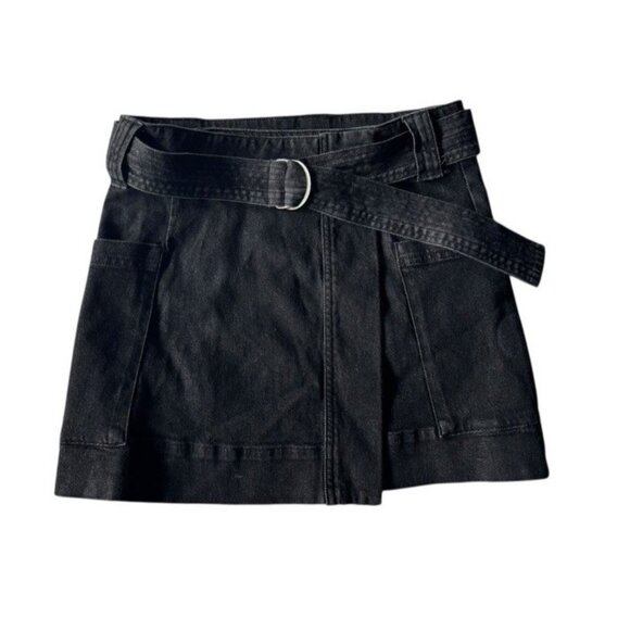 Rails Woman's Sz XS Deanna Belted Denim Wrap Mini Skirt Black Pearl  NWOT - Picture 4 of 11